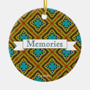 HAMbyWG - Olijf, roest en blauw Macrame Keramisch Ornament