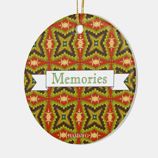 HAMbyWG - Olijf, roest en groene macrame van 1970 Keramisch Ornament (Links)