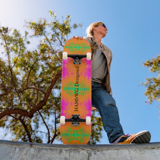 HAMbyWG Ontworpen - Oranje-roze kleurstof Skateboard (Buiten 1)