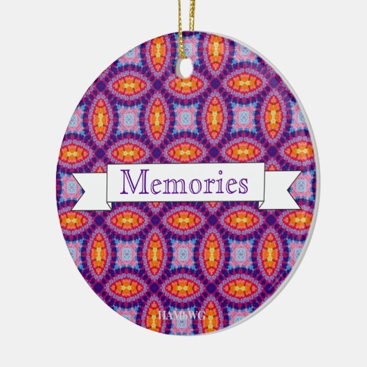 HAMbyWG - Paarse, Oranje, Aqua Macrame van 1970 Keramisch Ornament (Links)