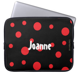 HAMbyWG - Rode poka-punten met achtergrondkleur Laptop Sleeve
