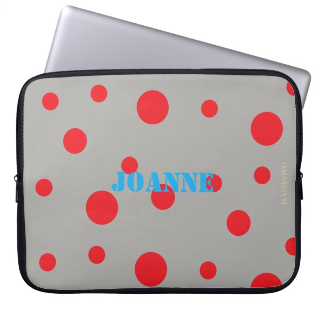 HAMbyWG - Rode poka-punten met achtergrondkleur Laptop Sleeve (Voorkant)
