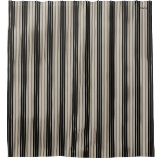 HAMbyWG - Shower Curtain - Beige and Black Stripe Douchegordijn (Voorkant)
