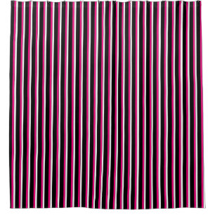 HAMbyWG - Shower Curtain - Blk/roze/Wh Stripe Douchegordijn