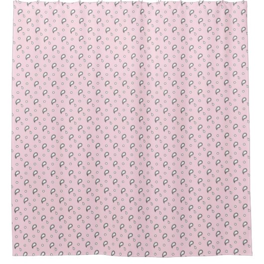 HAMbyWG - Shower Curtain - Paisley Pink met Blk/Wh Douchegordijn (Voorkant)