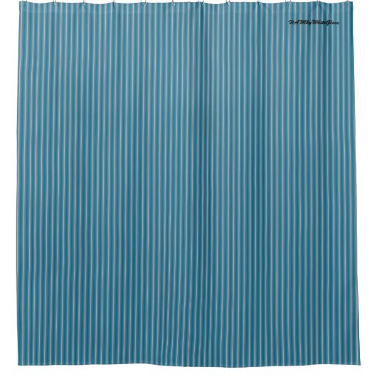 HAMbyWG - Shower Curtain - Stripe Aqua en grijs Douchegordijn (Voorkant)