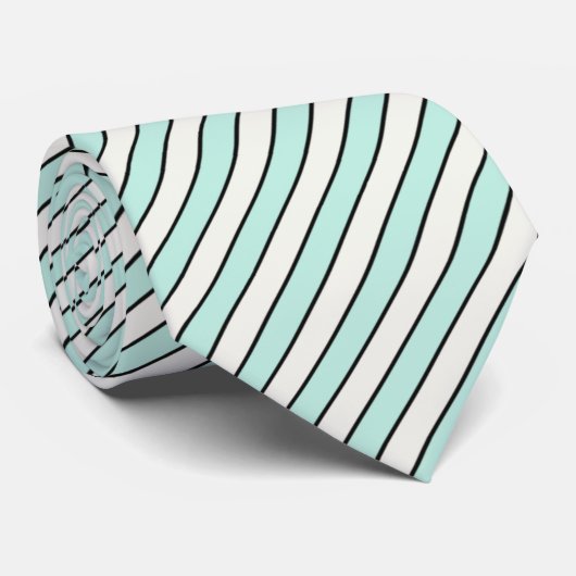 HAMbyWG - Stropdas - Seafoam Blue White Stripes (Opgerold)