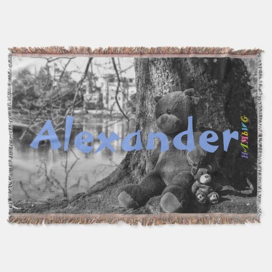 HAMbyWG - Throw Blanket - Teddy Bears w jouw naam Deken (Voorkant)