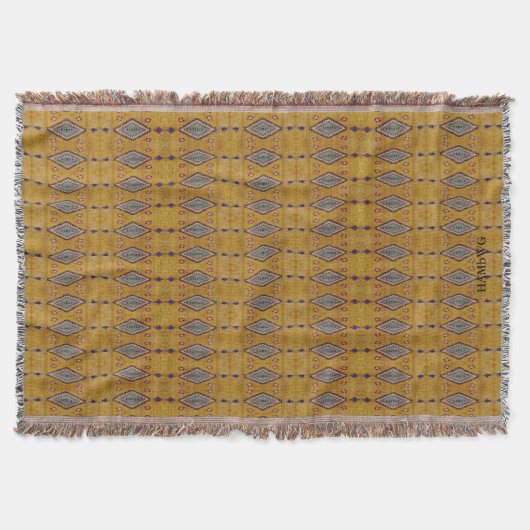 HAMbyWG - Throw Blanket Tribal look - Geel Deken (Voorkant)