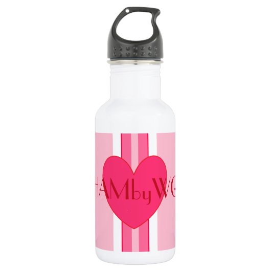 HAMbyWG - Waterfles (18 oz), Roze hart/P/Wh Waterfles (Voorkant)