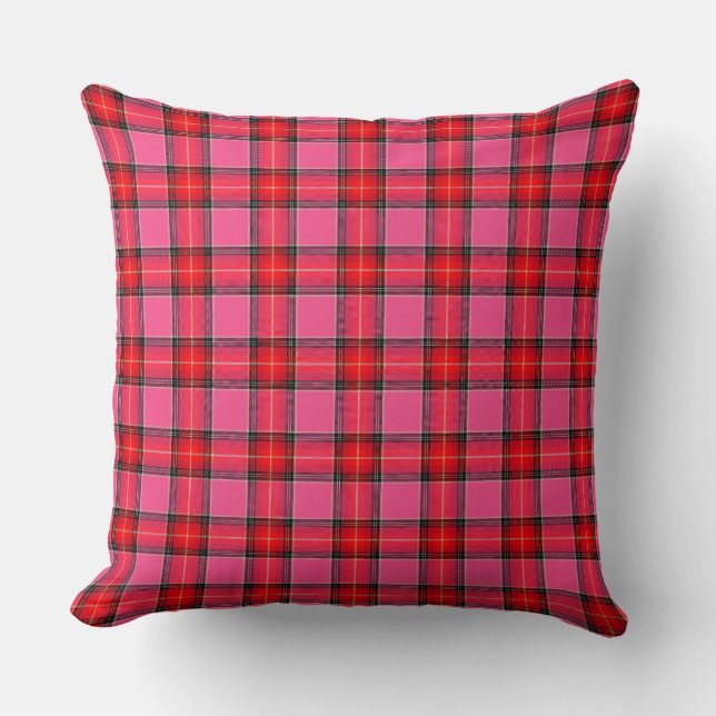 HAMbyWG - Worpkussen 50 cm - Roze Rood Geruit Kussen (Voorkant)