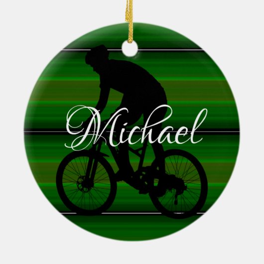 HAMbyWhiteGlove - Bicycle Rider - groen Keramisch Ornament (Achterkant)