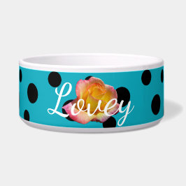 HAMbyWhiteGlove - Dog Food Bowl - Black Polka Dots Voerbakje