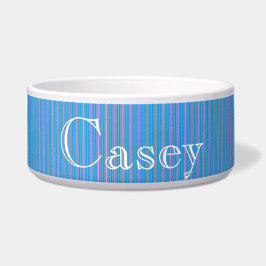 HAMbyWhiteGlove - Dog food Bowl - Fine Aqua Stripe Voerbakje