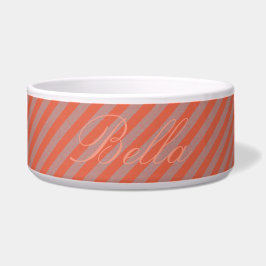 HAMbyWhiteGlove - Dog food Bowl - Oranje diagonaal Voerbakje