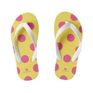 HAMbyWhiteGlove - Flip - Flops - Pink Polka Dots Kinder Teenslippers
