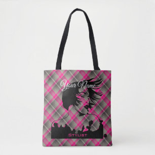 HAMbyWhiteGlove Hairdresser Thema met roze spelden Tote Bag