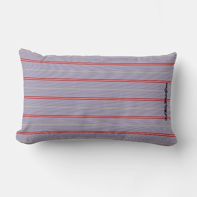 HAMbyWhiteGlove - Lumbar - Blue & Red Stripes Kussen (Voorkant)