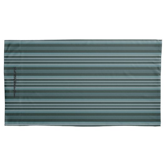 HAMbyWhiteGlove - Pillow Hoesjes - Blauwgroen Stri Kussensloop (Voorkant-Links)