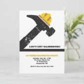 Hamer en Bouwhelm Jonggezellenfeest Kaart (Staand voorkant)