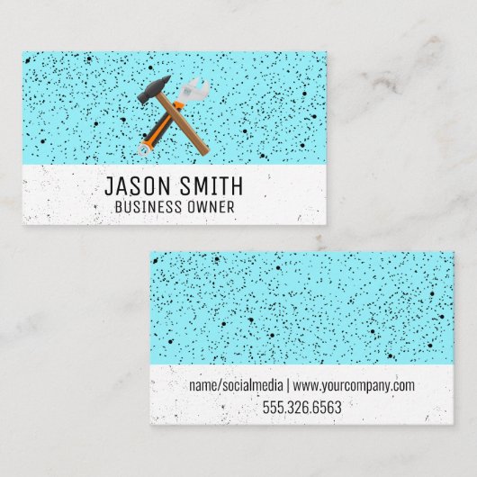 Hamer en moersleutel | Bouw | Gespikkeld Visitekaartje (Voorkant / Achterkant)