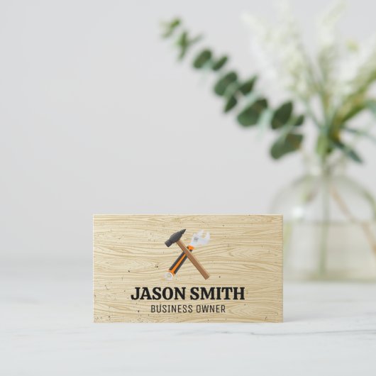 Hamer en moersleutel | Bouw | Houten patroon Visitekaartje (Staand voorkant)