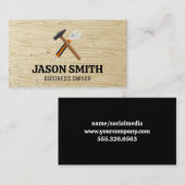 Hamer en moersleutel | Bouw | Houten patroon Visitekaartje (Voorkant / Achterkant)