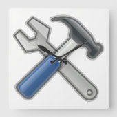 Hamer en Moersleutel Vierkante Klok (Voorkant)