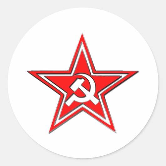 Hamer en sikkel met ster ronde sticker (Voorkant)