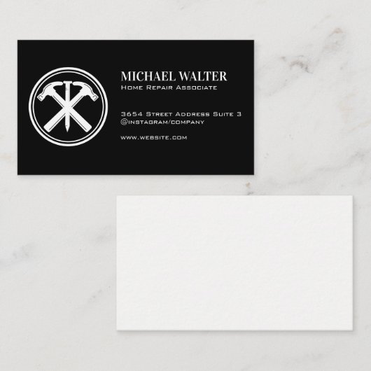 Hamer en spijker | Timmerman logo Visitekaartje (Voorkant / Achterkant)