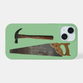 Hamer en Zaag iPhone 15 Case (Achterkant horizontaal)
