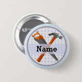 Hamer en zaagontwerp voor jongens ronde button 5,7 cm (Voorkant /achterkant)