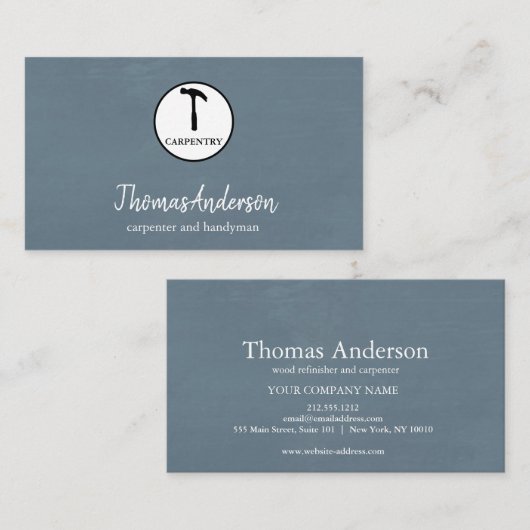 Hamer Houten Carpenter Bouw Visitekaartje (Voorkant / Achterkant)