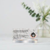 Hamer Huis Logo | Marmer Metaal Visitekaartje (Staand voorkant)