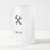 Hamer Moersleutel Man Omhoog zwart Matglas Bierpul (Voorkant links)