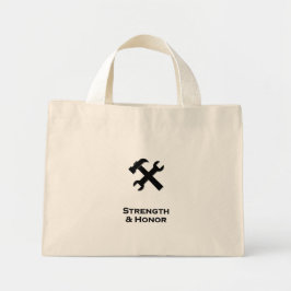 Hamer Moersleutel Sterkte en Honor Zwart Mini Tote Bag