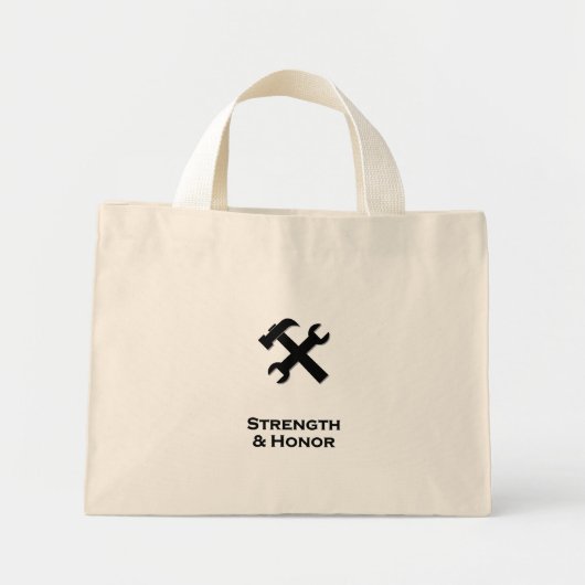 Hamer Moersleutel Sterkte en Honor Zwart Mini Tote Bag (Voorkant)