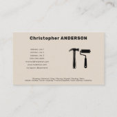 Hamer & Paint Roller - Home Repair Services Visitekaartje (Achterkant)