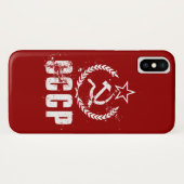 Hamer Sikkel Witte Vintage Vlag iPhone X Hoesjes (Achterkant (horizontaal))