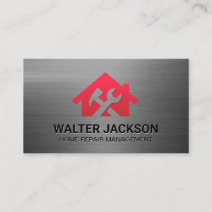 Hamer Sleutel Huis Logo Huisrenovatie Visitekaartje