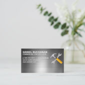 Hamer Sleutel | Metaal Visitekaartje (Staand voorkant)