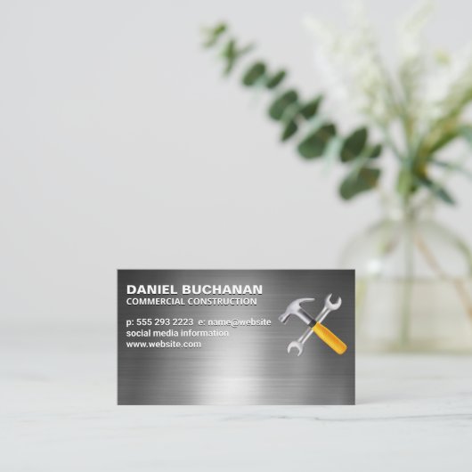 Hamer Sleutel | Metaal Visitekaartje (Staand voorkant)