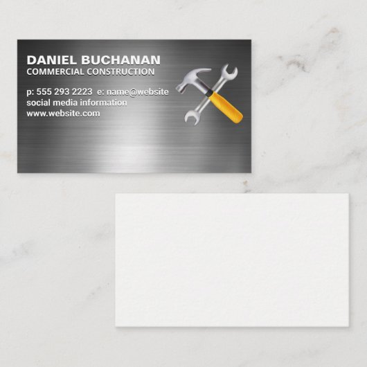Hamer Sleutel | Metaal Visitekaartje (Voorkant / Achterkant)