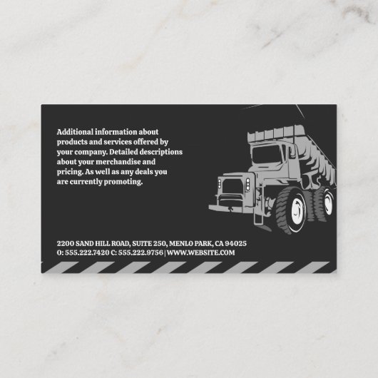 Hamer Sleutel | Stortbak Truck Visitekaartje (Achterkant)