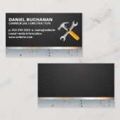 Hamer Sleutels Logo | Koolstofvezel | Metaalglans Visitekaartje (Voorkant / Achterkant)