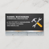 Hamer Sleutels Logo | Koolstofvezel | Metaalglans Visitekaartje (Voorkant)