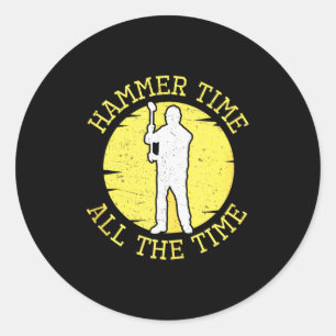 Hamer Tijd Altijd Grappig Bouw Beheer Ronde Sticker
