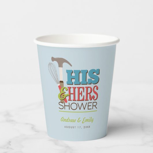 Hamer Whisk Handy Couple Douche Papieren Bekers (Achterkant)