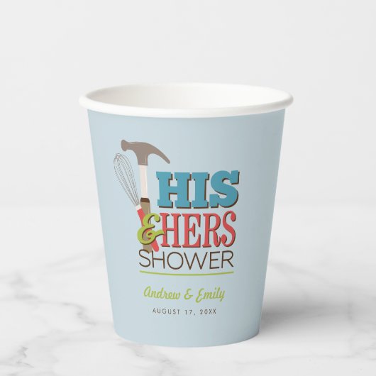 Hamer Whisk Handy Couple Douche Papieren Bekers (Voorkant)