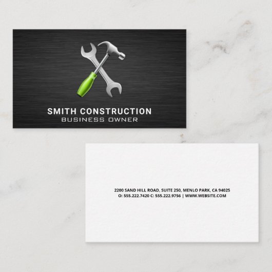 Hamer Wrench Bouw Timmerwerk Gereedschap Visitekaartje (Voorkant / Achterkant)